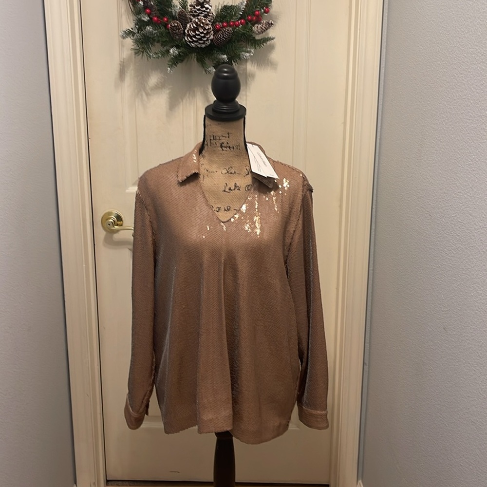 Sequined Collared Blouse - Picture 12 of 12
